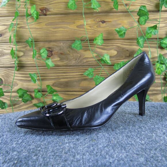 Etienne Aigner Women's Parliment Pump Black Leather Pump 7.5 Medium Gently Used - Picture 1 of 6